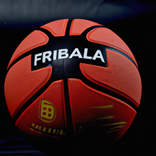 Bóng rổ FIBA chính thức với logo FIBA trên đó.
