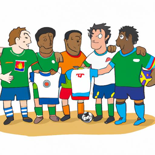 Những cầu thủ từ các quốc gia khác nhau trao đổi áo sau một trận đấu