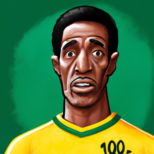 Chân dung của Pelé - một trong những cầu thủ bóng đá vĩ đại nhất trong lịch sử, mặc áo đội tuyển Brazil