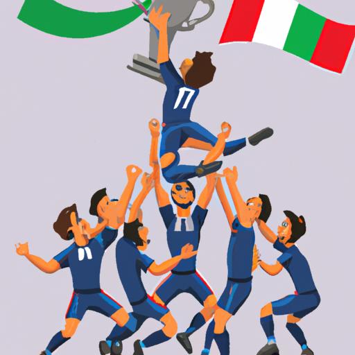 Đội tuyển bóng đá Italia nâng cao chiếc cúp vàng World Cup trong lễ ăn mừng