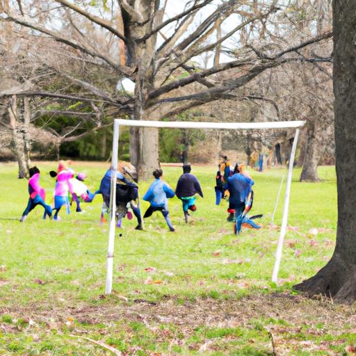 Trẻ em thích thú chơi bóng đá với khung thành tự chế